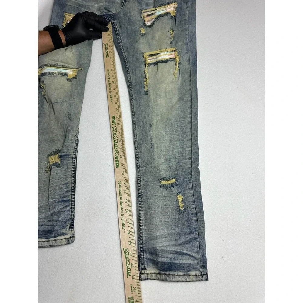 Serenade Men's Distressed Slim Fit Jeans Blue Size 42 C13